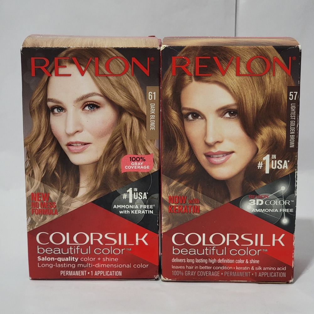 Revlon ColorSilk Beautiful Color Hair Dye 61 Dark Blonde & 57 Lightest Brown Lot